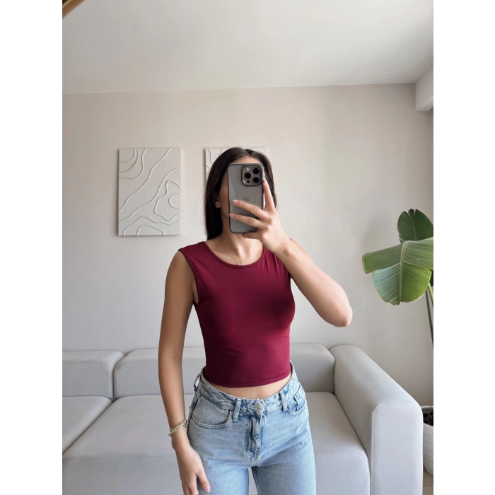 Sırt Kare Crop - BORDO