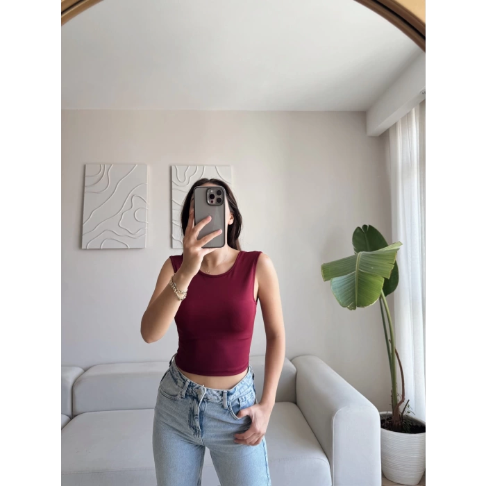Sırt Kare Crop - BORDO