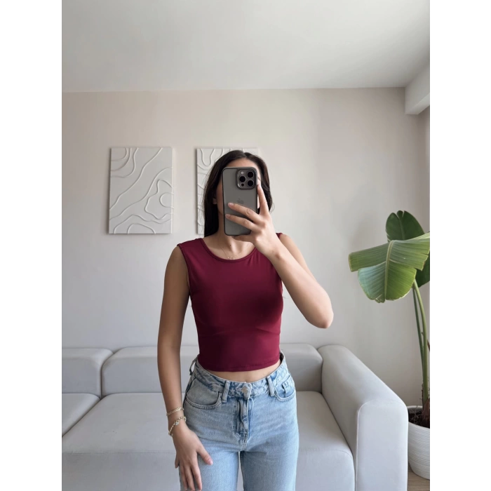 Sırt Kare Crop - BORDO