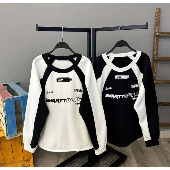 Smarttooth Parçalı Unisex Sweat-BEYAZ