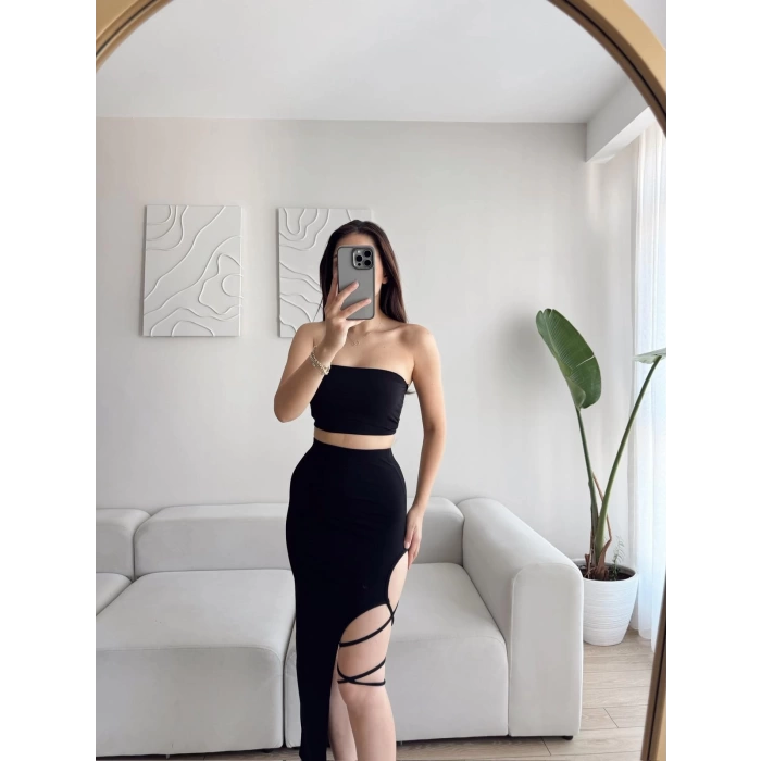 Straplez Bacak Bağlamalı İkili Takım