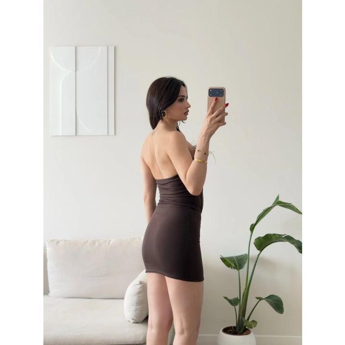 Straplez Tüy Detay Premium Takım - KAHVE