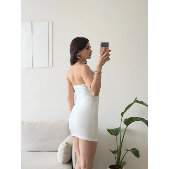 Straplez Tüy Detay Premium Takım - BEYAZ
