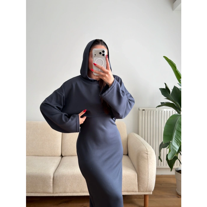 Sweat Elbise Takım - FÜME