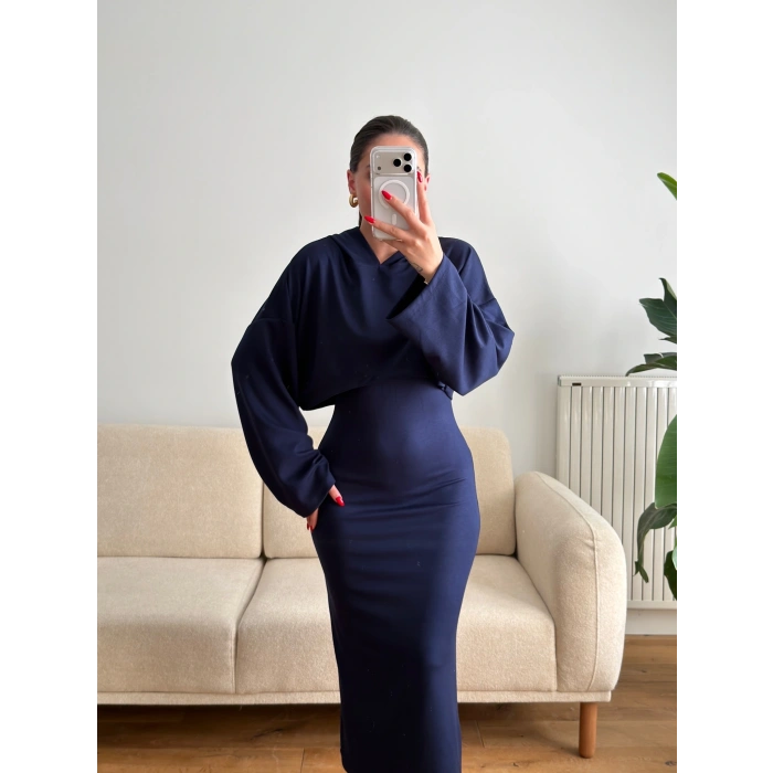 Sweat Elbise Takım - LACİVERT