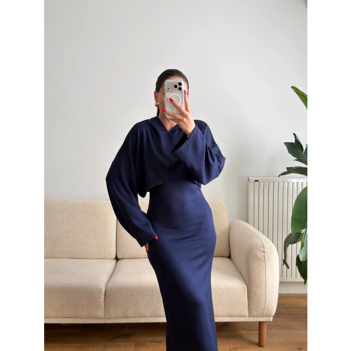 Sweat Elbise Takım - LACİVERT