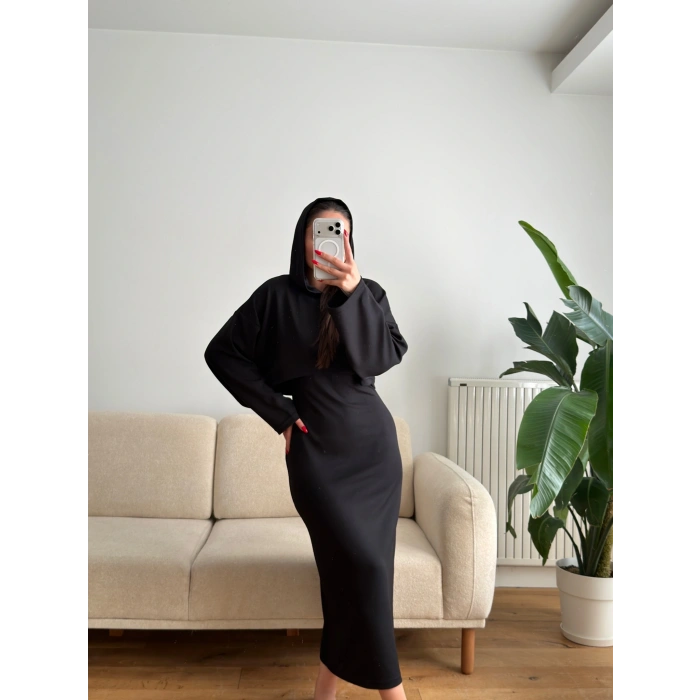 Sweat Elbise Takım - SİYAH