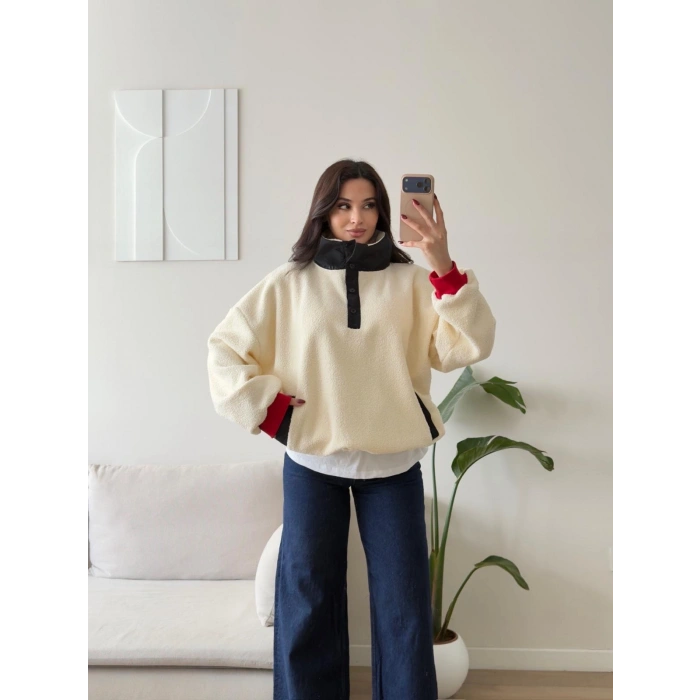 Teddy Ayıcık Nakışlı Oversize Sweat