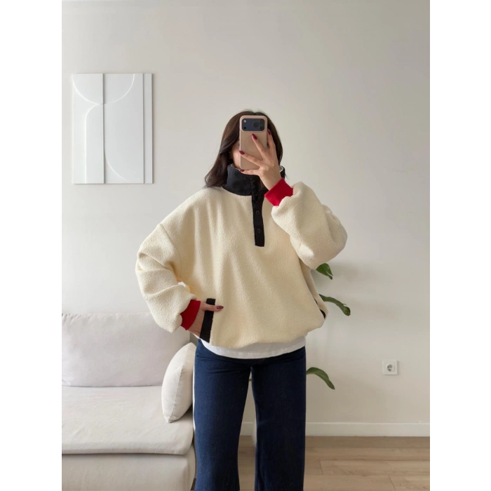 Teddy Ayıcık Nakışlı Oversize Sweat