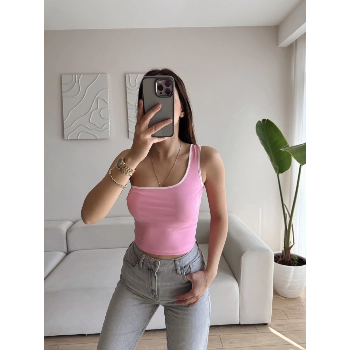 Tek Omuz Biyeli Crop - PUDRA