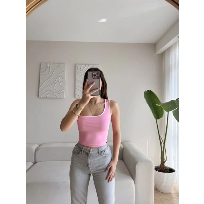 Tek Omuz Biyeli Crop - PUDRA