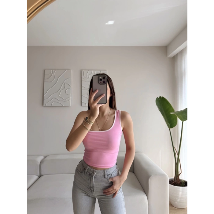 Tek Omuz Biyeli Crop - PUDRA