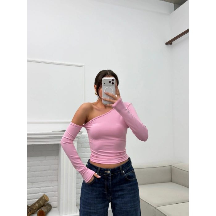 Tek Omuz Crop - PEMBE