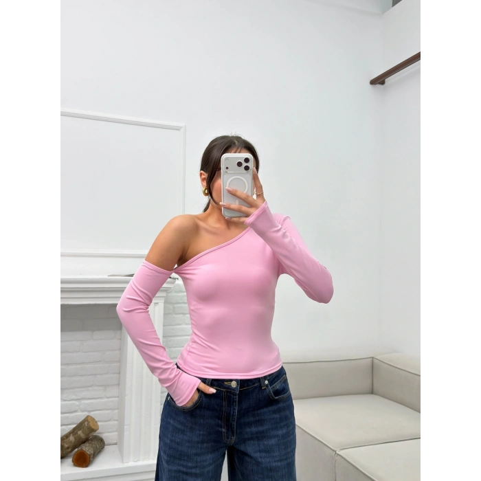 Tek Omuz Crop - PEMBE