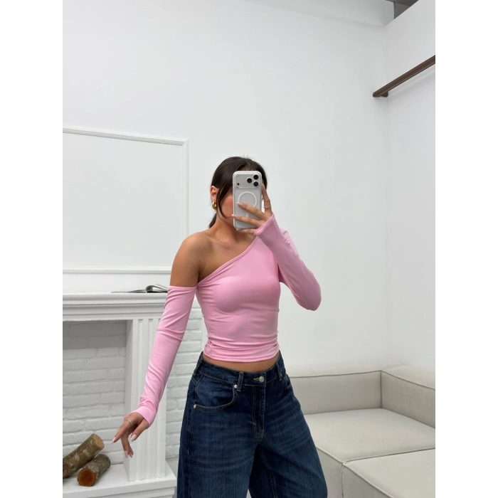Tek Omuz Crop - PEMBE