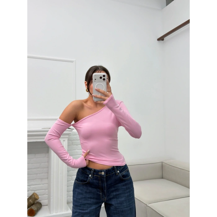 Tek Omuz Crop - PEMBE