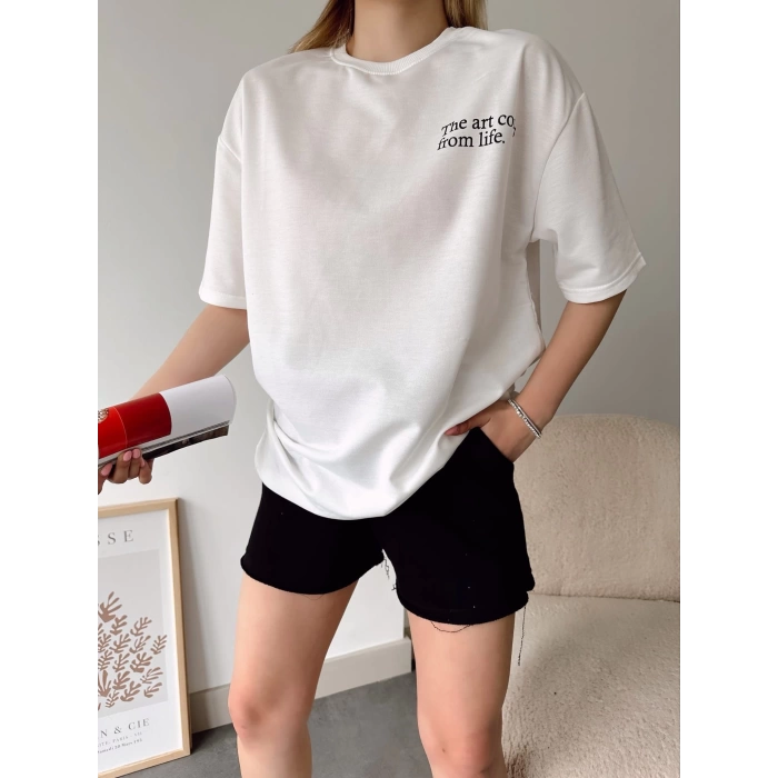 The Art Come From Life Unisex Oversize T-shirt-BEYAZ