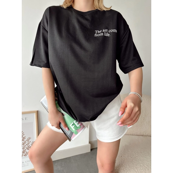 The Art Come From Life Unisex Oversize T-shirt-SİYAH
