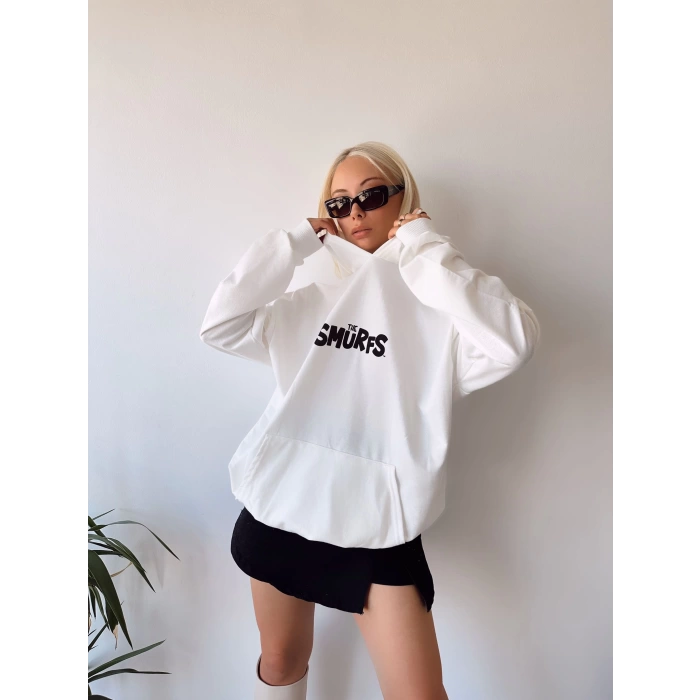 The Smurfs Unisex Oversize Sweatshirt-BEYAZ