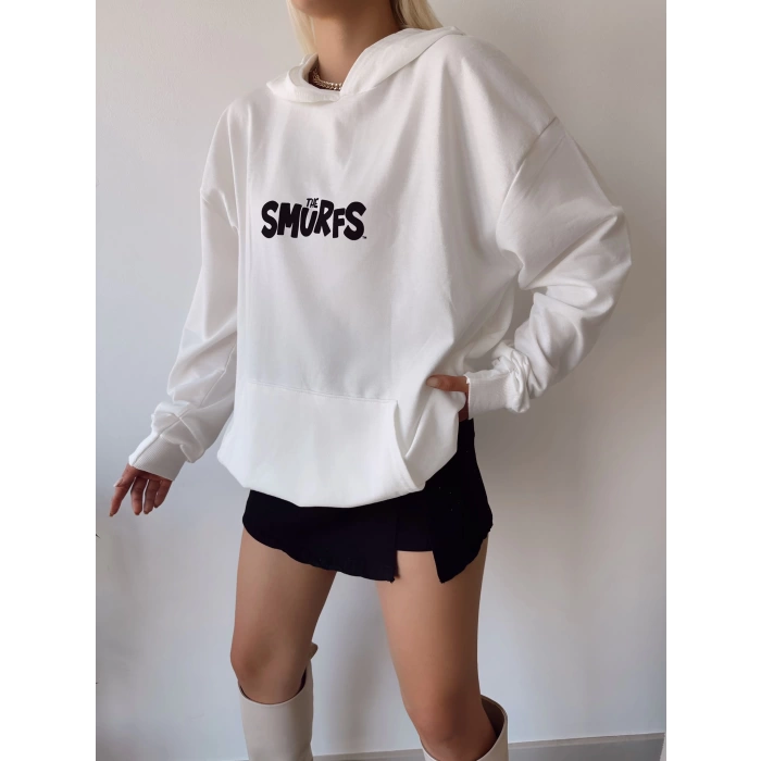 The Smurfs Unisex Oversize Sweatshirt-BEYAZ