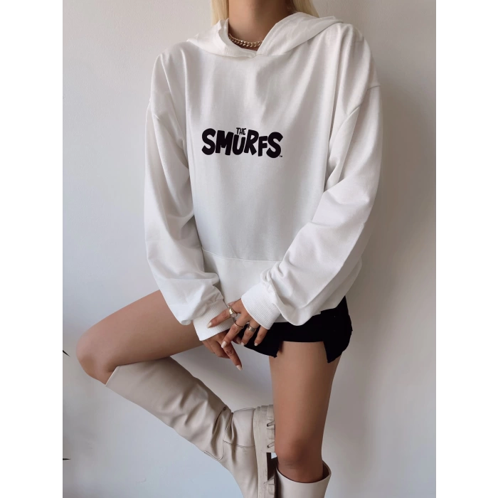 The Smurfs Unisex Oversize Sweatshirt-BEYAZ