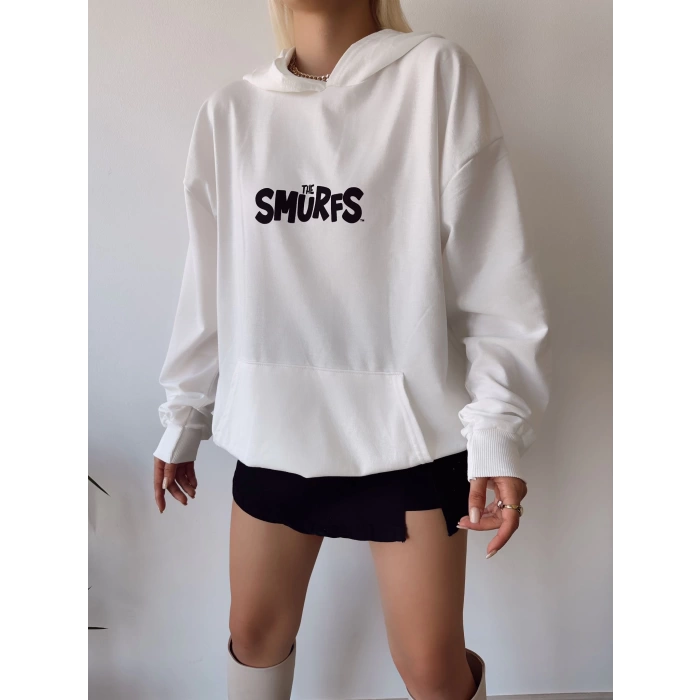 The Smurfs Unisex Oversize Sweatshirt-BEYAZ