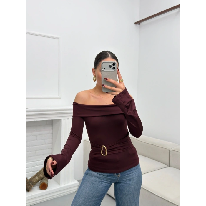 Tokalı Madonna Bluz - BORDO