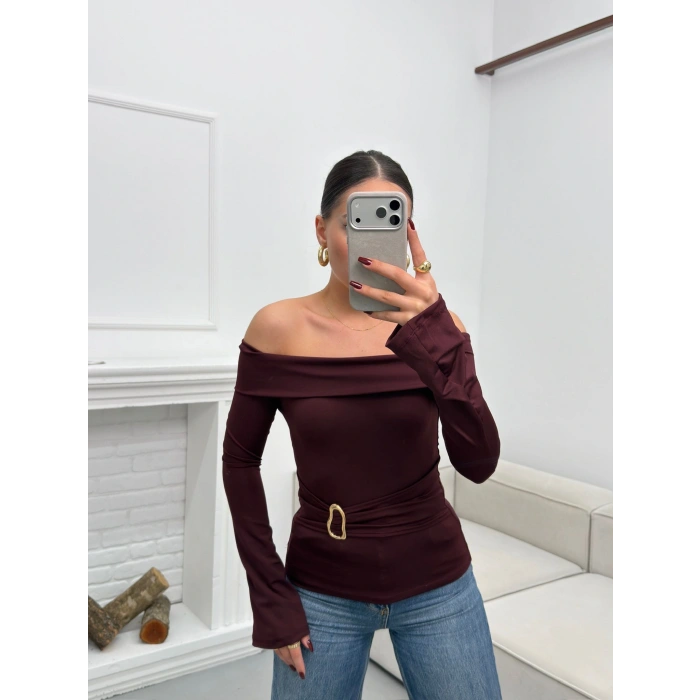 Tokalı Madonna Bluz - BORDO