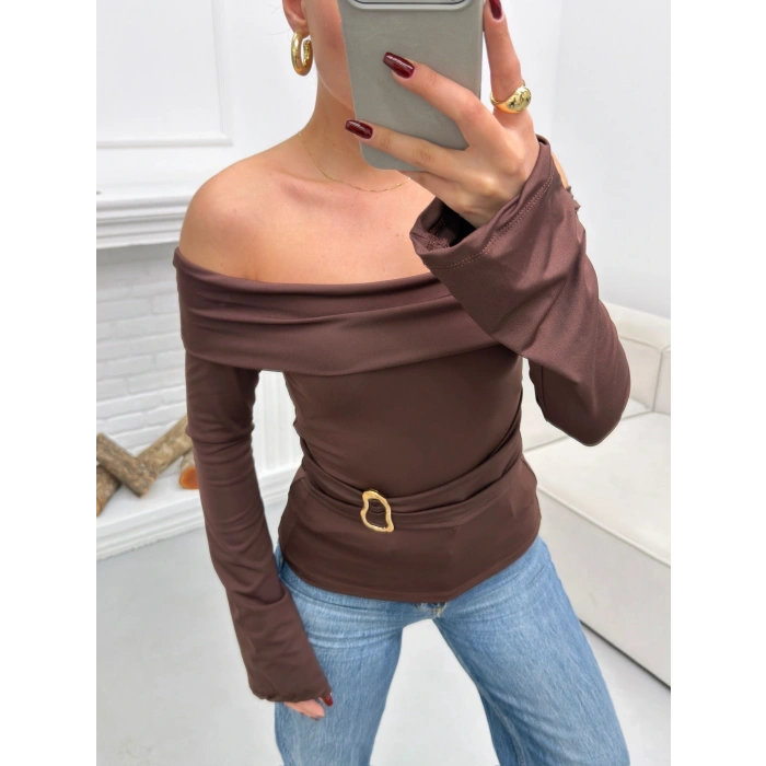 Tokalı Madonna Bluz - KAHVE