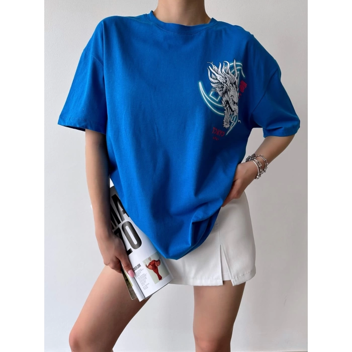 Tokyo Japan Unisex Oversize T-shirt-MAVİ