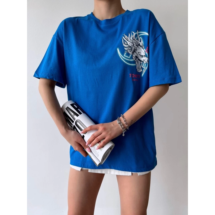 Tokyo Japan Unisex Oversize T-shirt-MAVİ