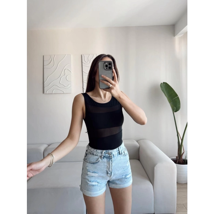 Tül Detay Bodysuit