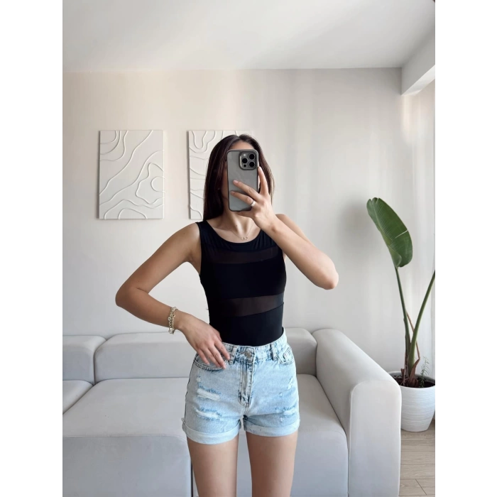 Tül Detay Bodysuit