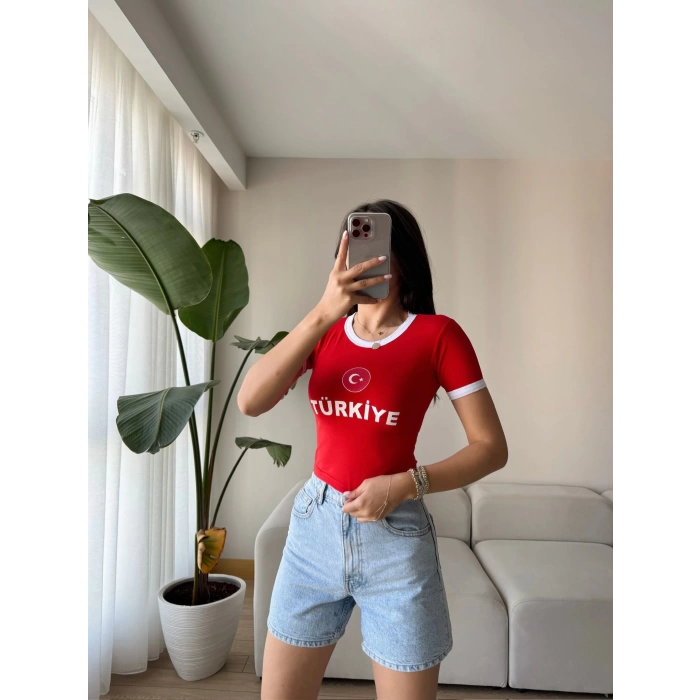 Türkiye Baskılı Crop T-shirt