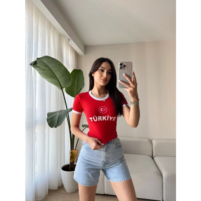 Türkiye Baskılı Crop T-shirt