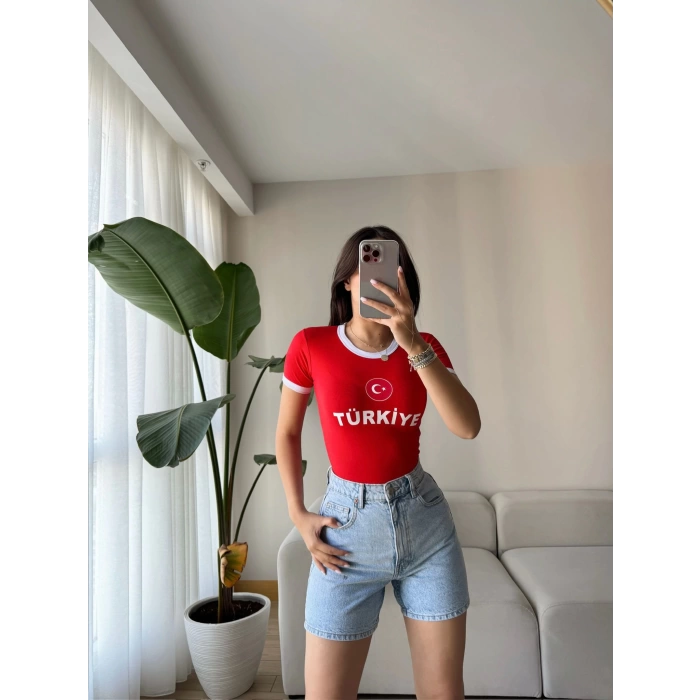 Türkiye Baskılı Crop T-shirt