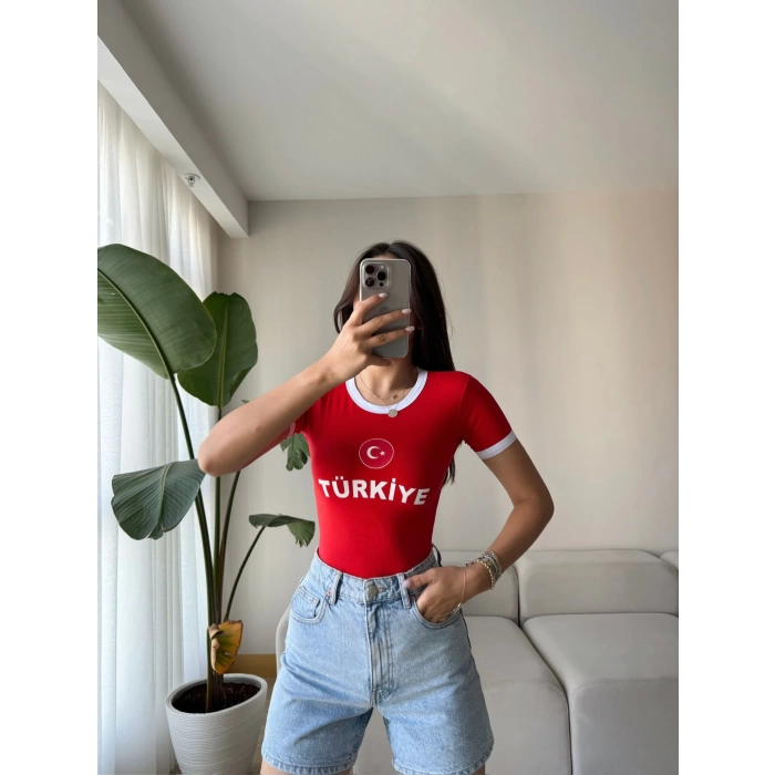 Türkiye Baskılı Crop T-shirt