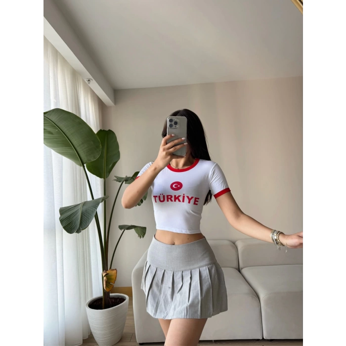 Türkiye Baskılı Crop T-shirt