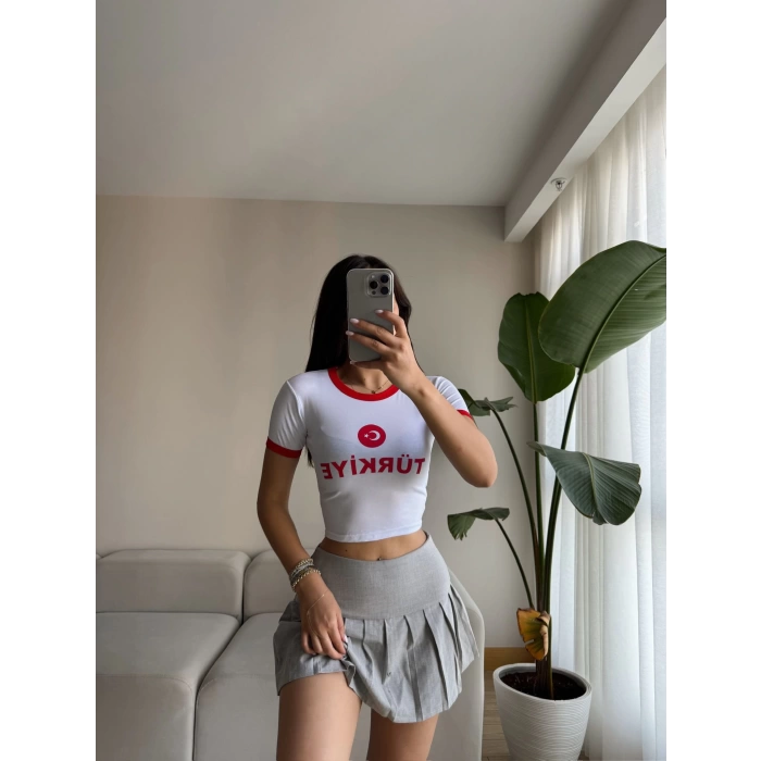 Türkiye Baskılı Crop T-shirt