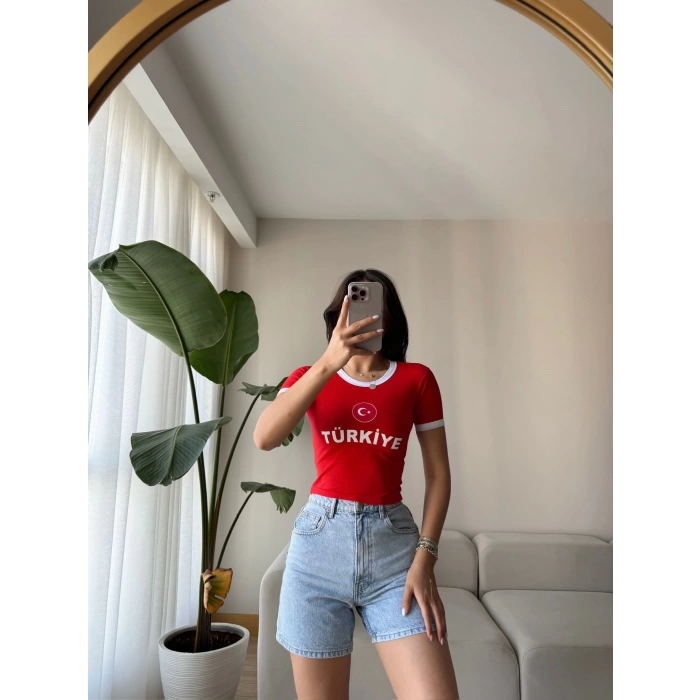 Türkiye Baskılı Crop T-shirt