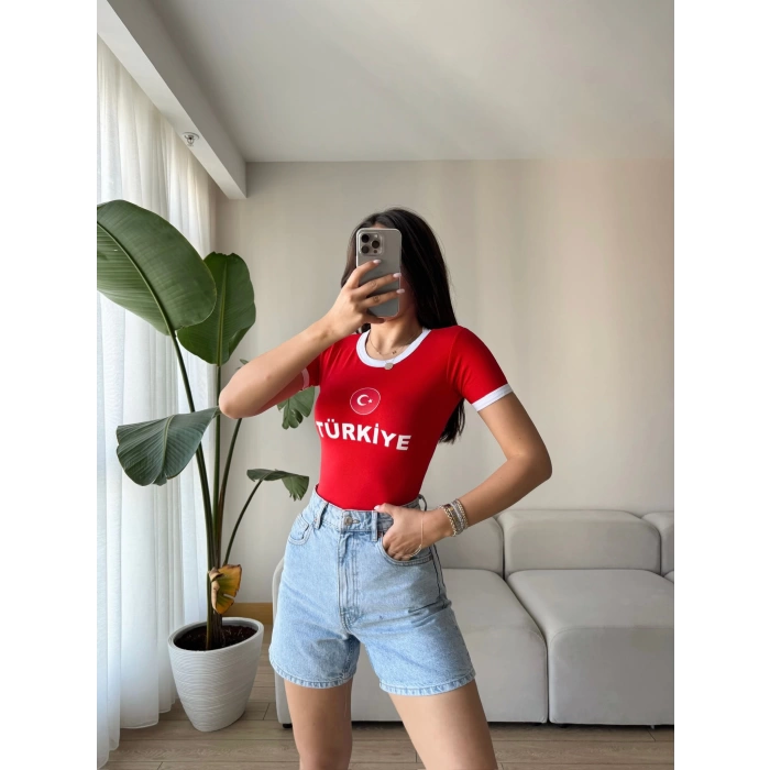 Türkiye Baskılı Crop T-shirt