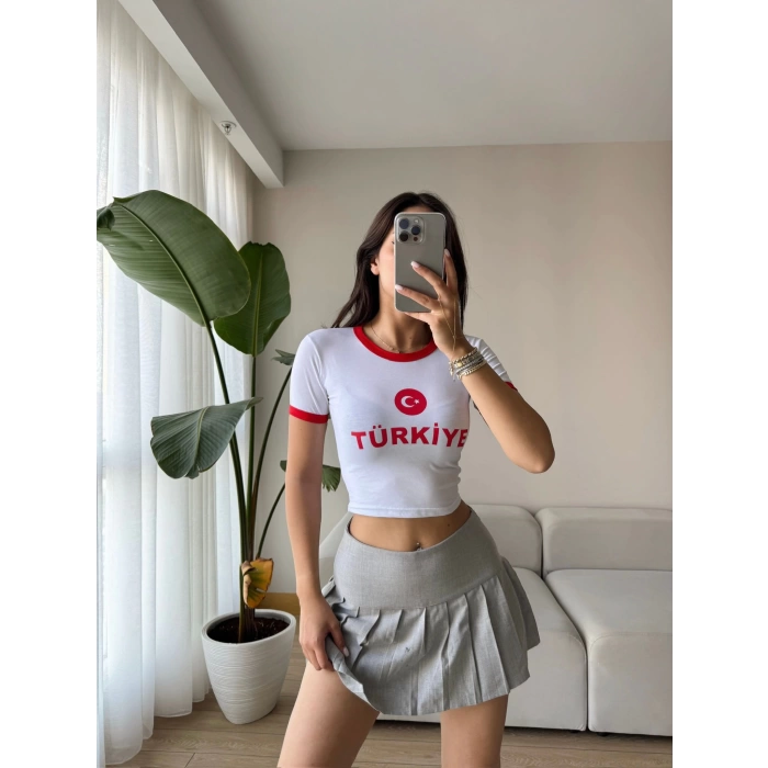 Türkiye Baskılı Crop T-shirt