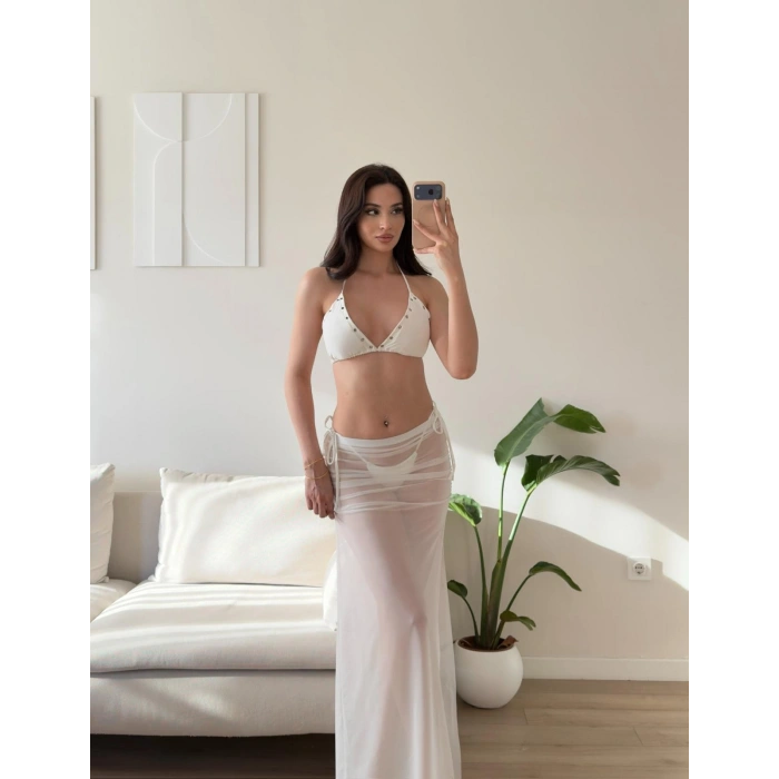 Üçlü Pareo Takım - BEYAZ