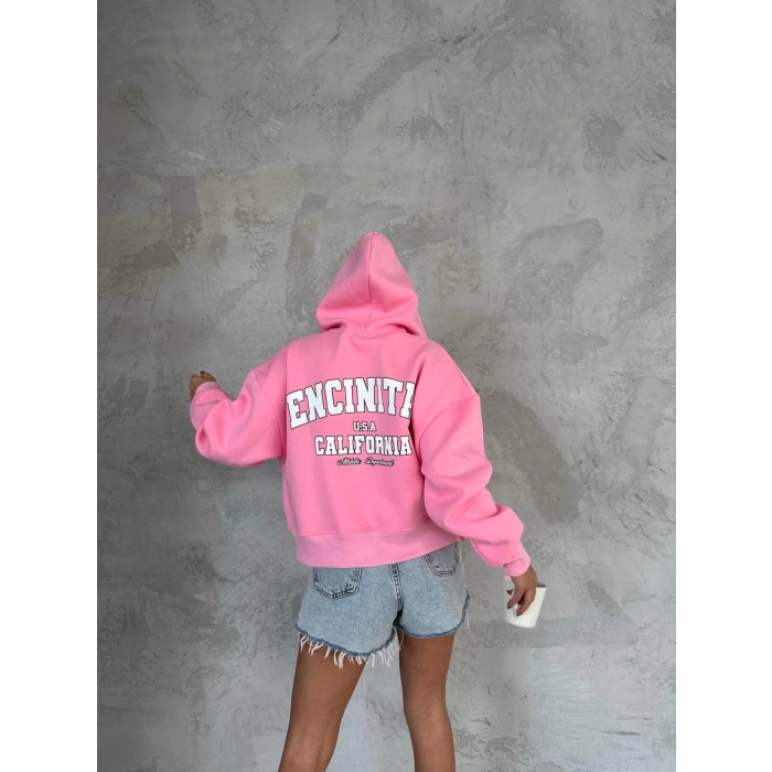 U.S.A. California Unisex Oversize Hırka-PEMBE