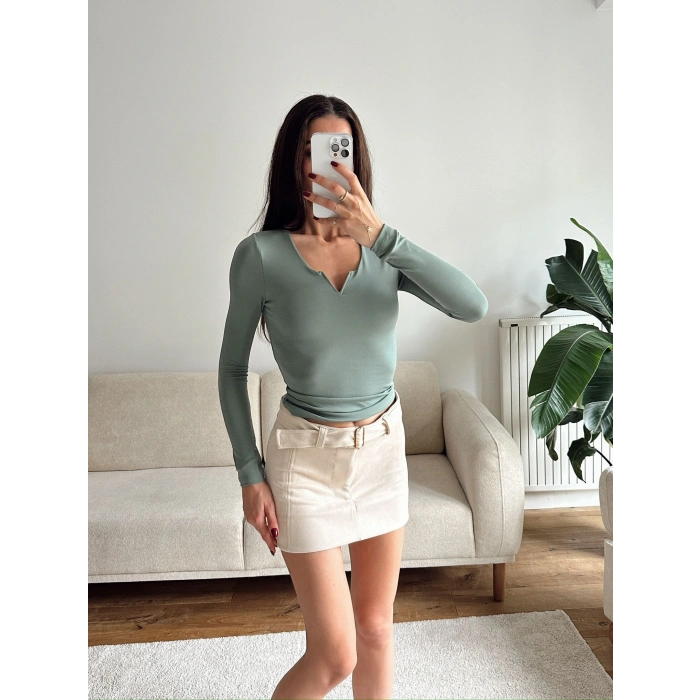 V Detay Sandy Bluz - YEŞİL
