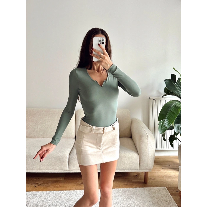 V Detay Sandy Bluz - YEŞİL