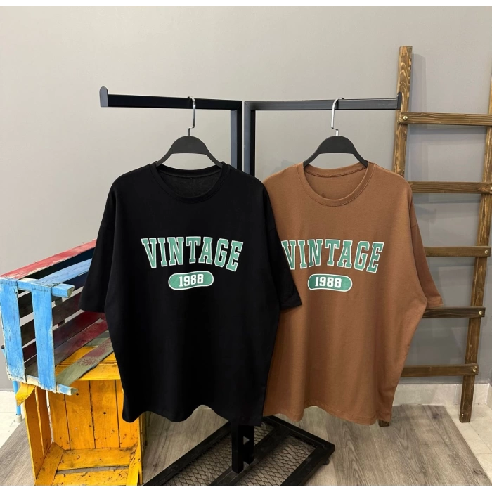 Vintage Unisex Oversize T-shirt-SİYAH