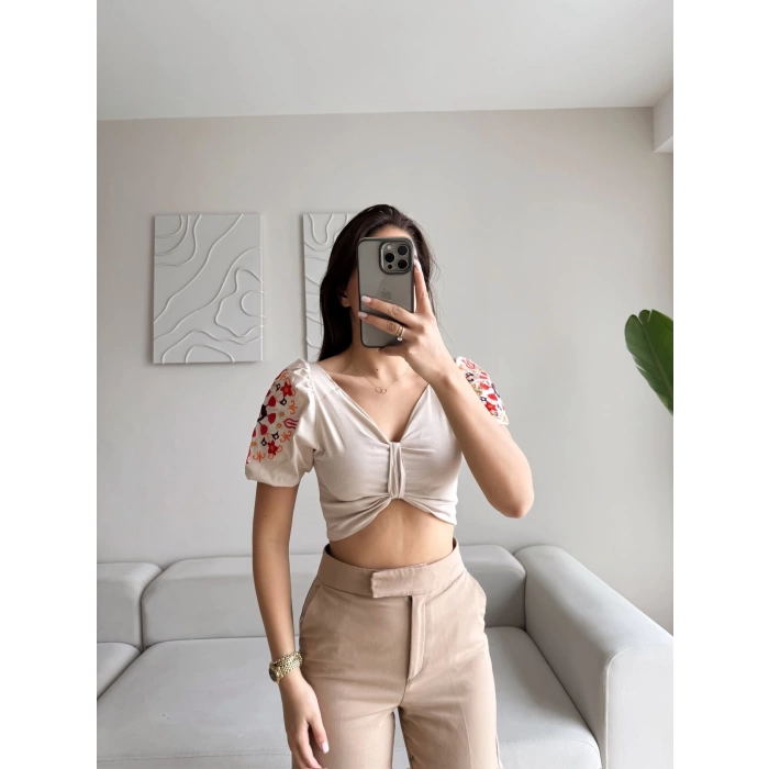 Vintage Karpuz Kol Crop - BEJ