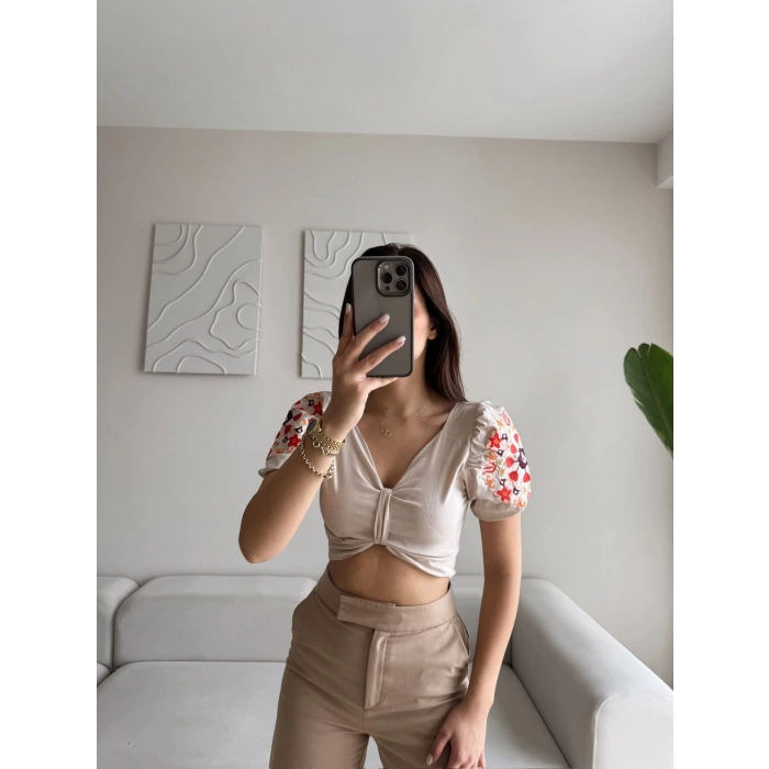 Vintage Karpuz Kol Crop - BEJ
