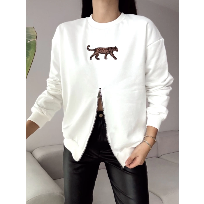 Wild Fermuar Detay Oversize Sweatshirt